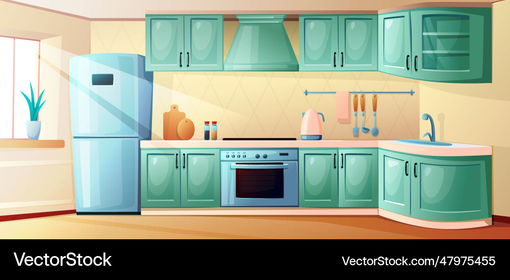 Cartoon Kitchen Interior Royalty Free Vector Image