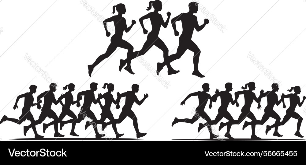 Dynamic silhouette of runners in action Dynamic silhouette of runners in action vector image