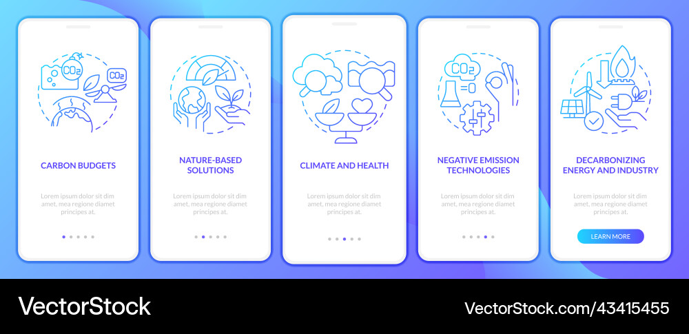 Global net zero goals blue gradient onboarding vector image