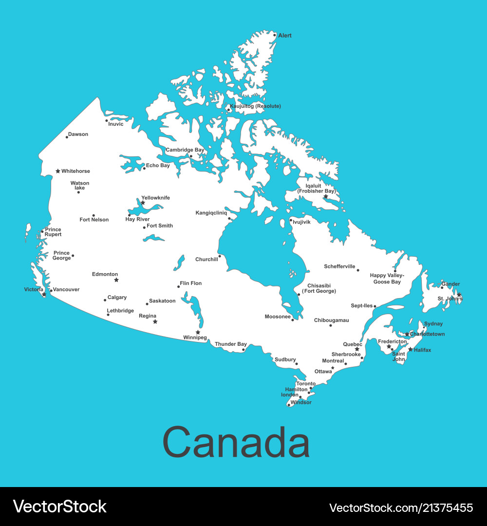 Karte der Kanada mit Städten auf blauem Hintergrund Karte der Kanada mit Städten auf blauem Hintergrund vektorbild