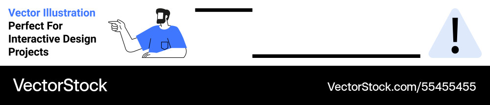 Man pointing at exclamation mark warning Man pointing at exclamation mark warning vector image