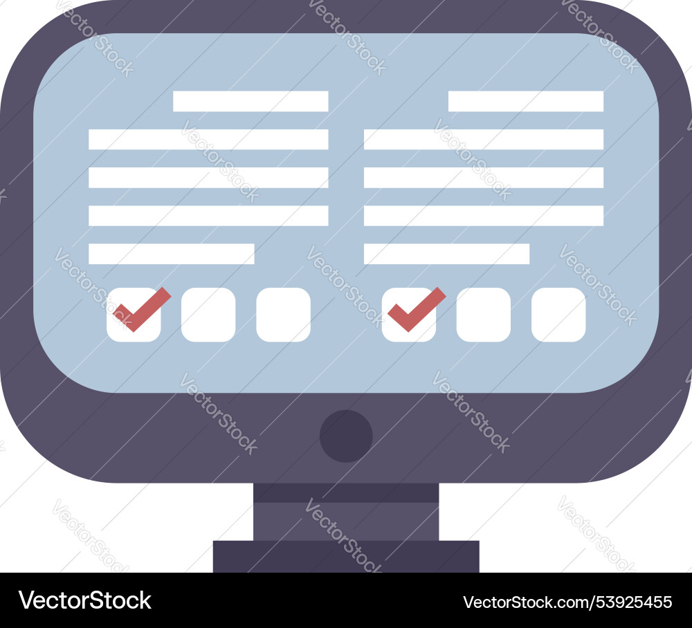 Modern desktop computer displaying online survey Modern desktop computer displaying online survey vector image