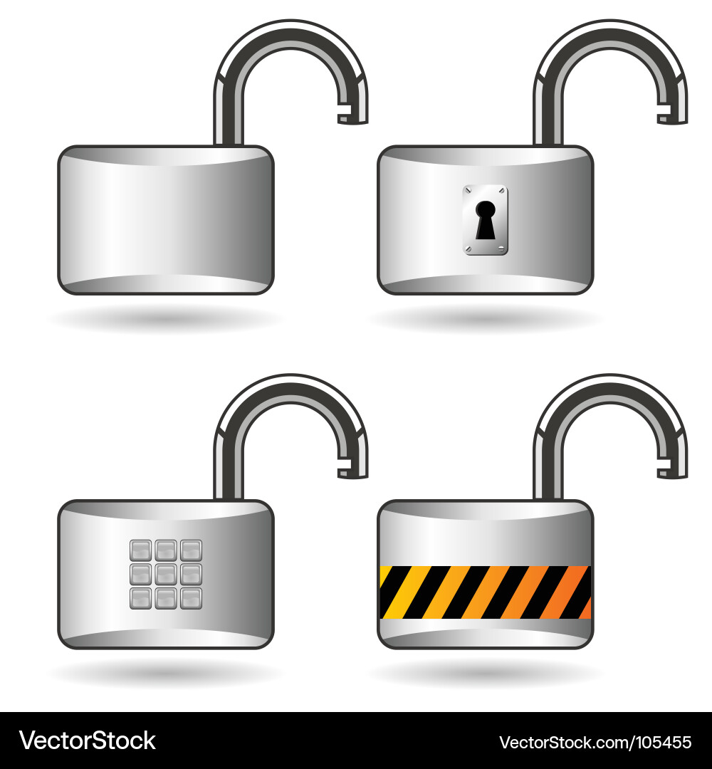 Padlock Set - Multiple Open Locks Vector Image