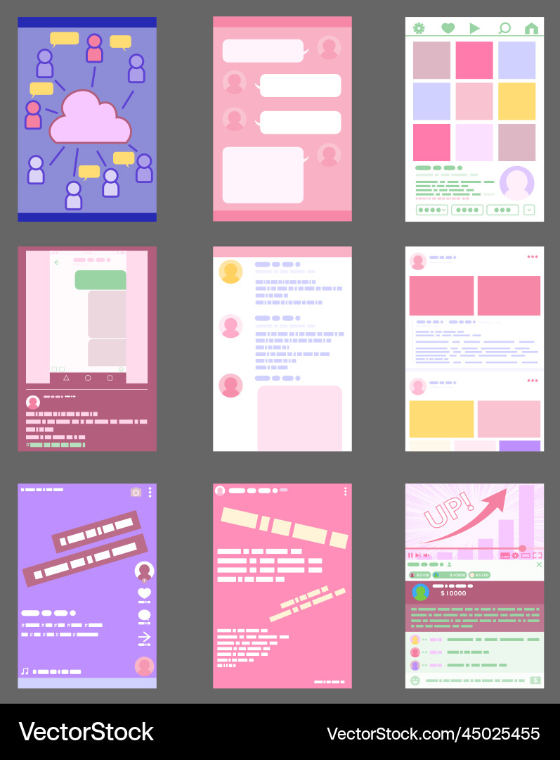 Pop color sns screen display set Vector Image