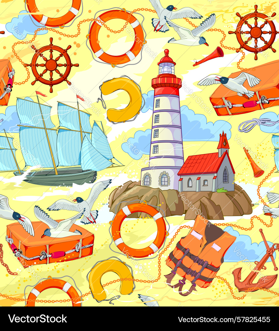 Seamless pattern ornament drawing with objects Vector Image