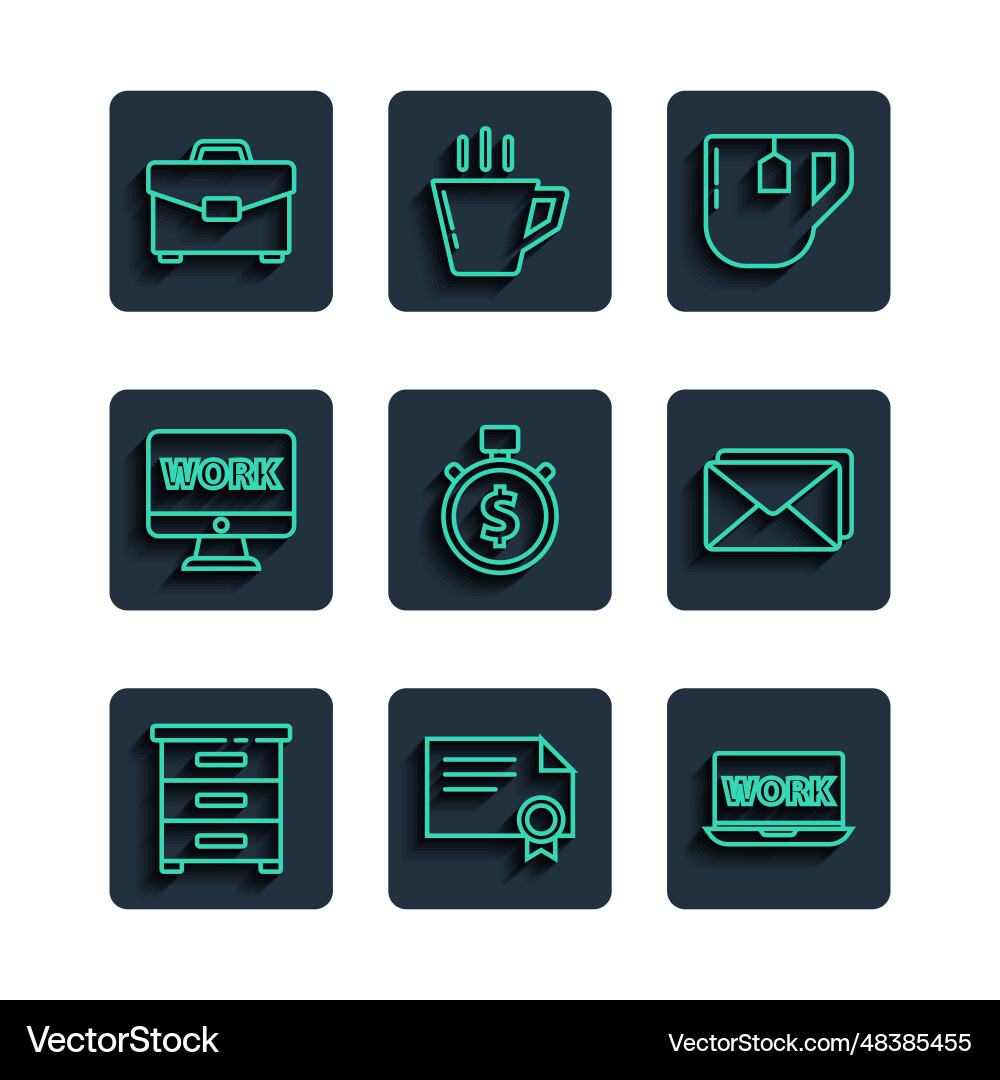 Set line drawer with documents certificate Vector Image