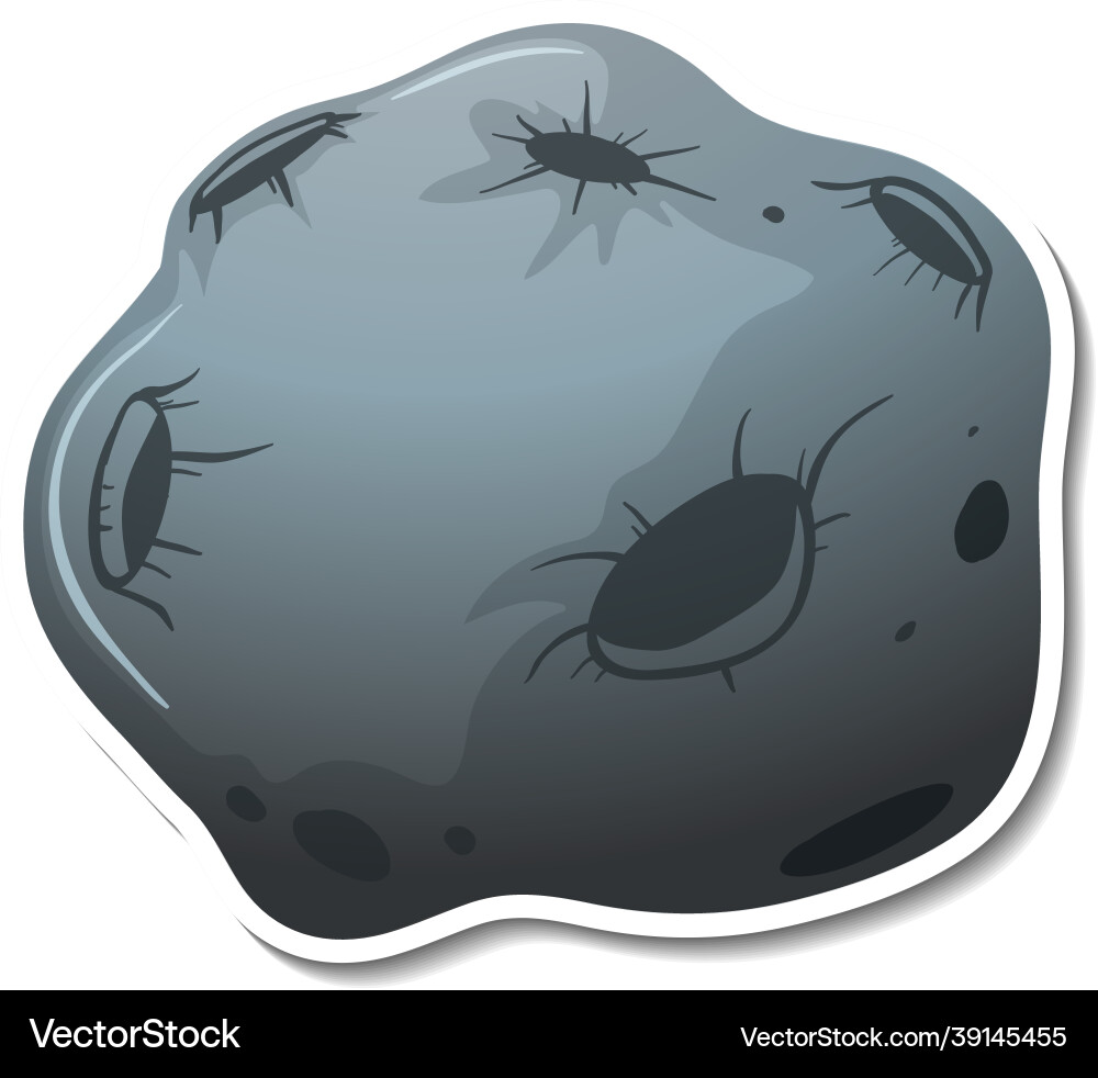 Sticker template with meteorite isolated vector image