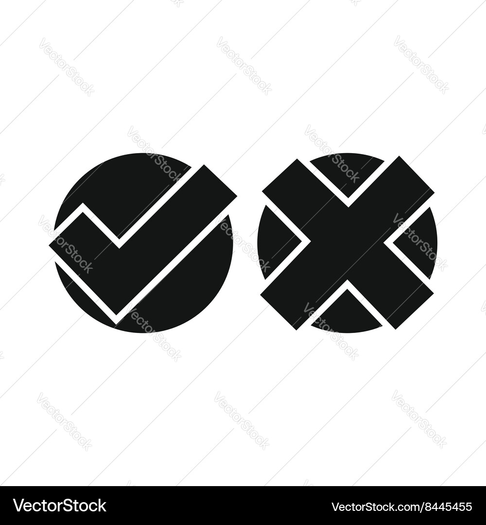 Yes no check marks icon simple style vector image