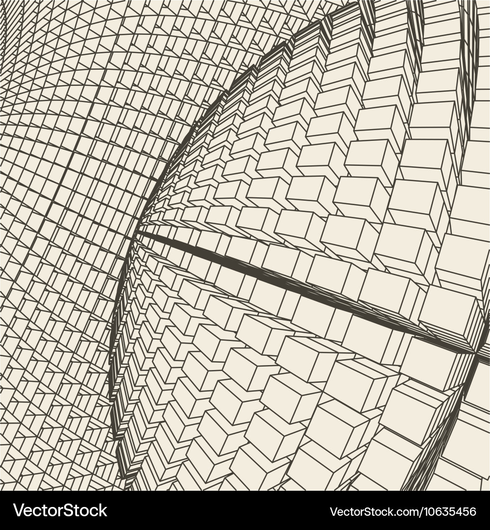 Abstract 3d illuminated distorted mesh sphere vector image