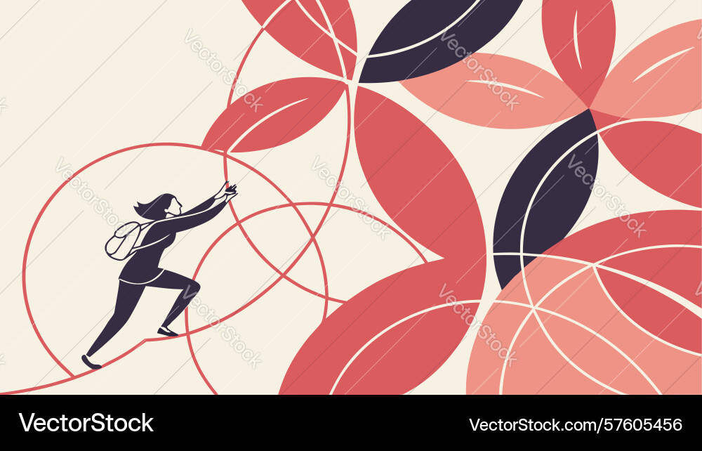 Abstract person running in dynamic circular vector image