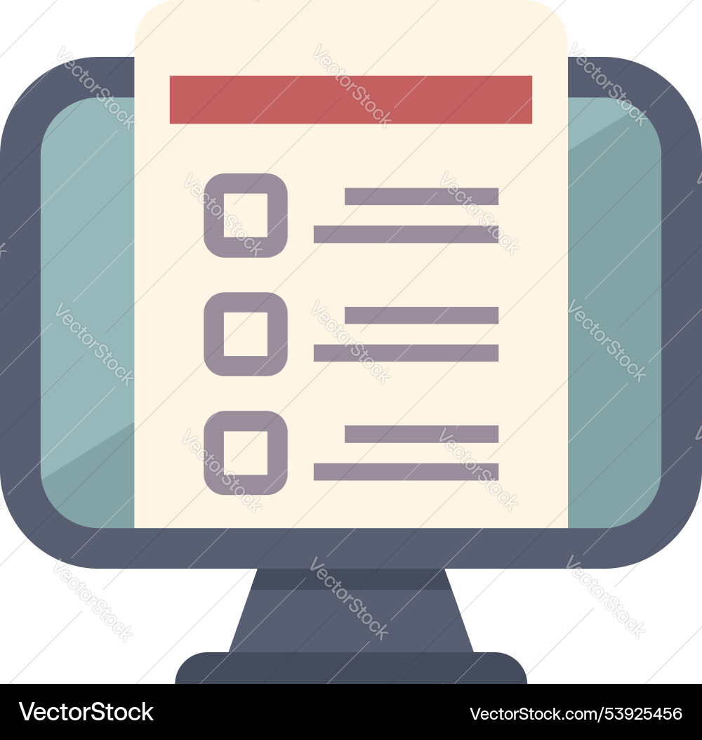Computer monitor displaying online survey form Computer monitor displaying online survey form Vector Image