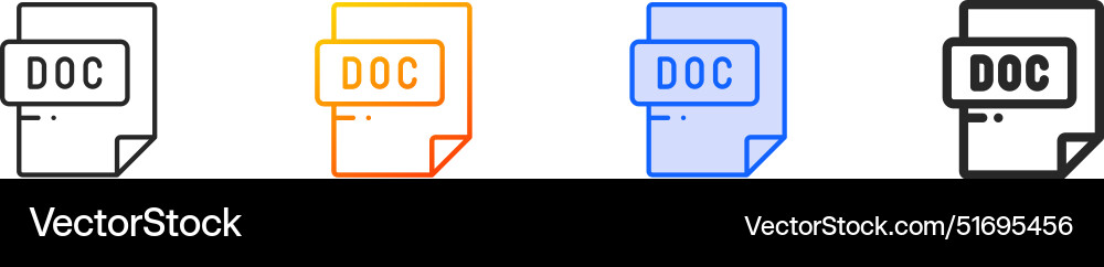 Doc file format iconthin linear gradient blue Doc file format iconthin linear gradient blue vector image
