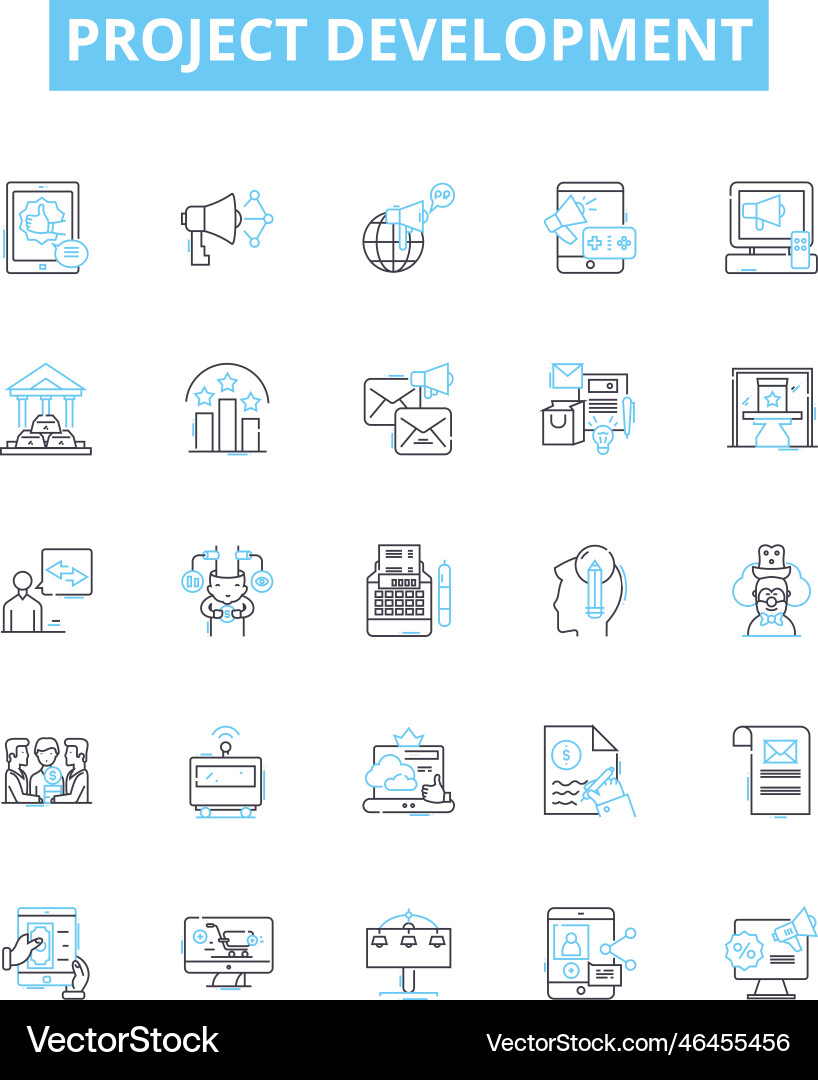 Project development line icons set Vector Image