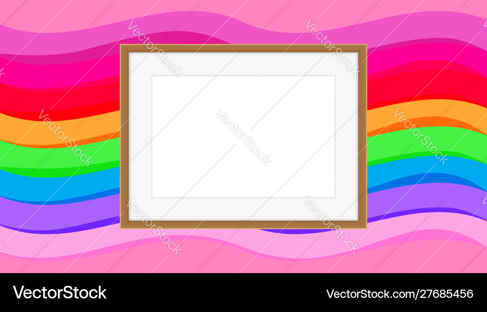 Rectangle frame empty on colorful rainbow Rectangle frame empty on colorful rainbow Vector Image