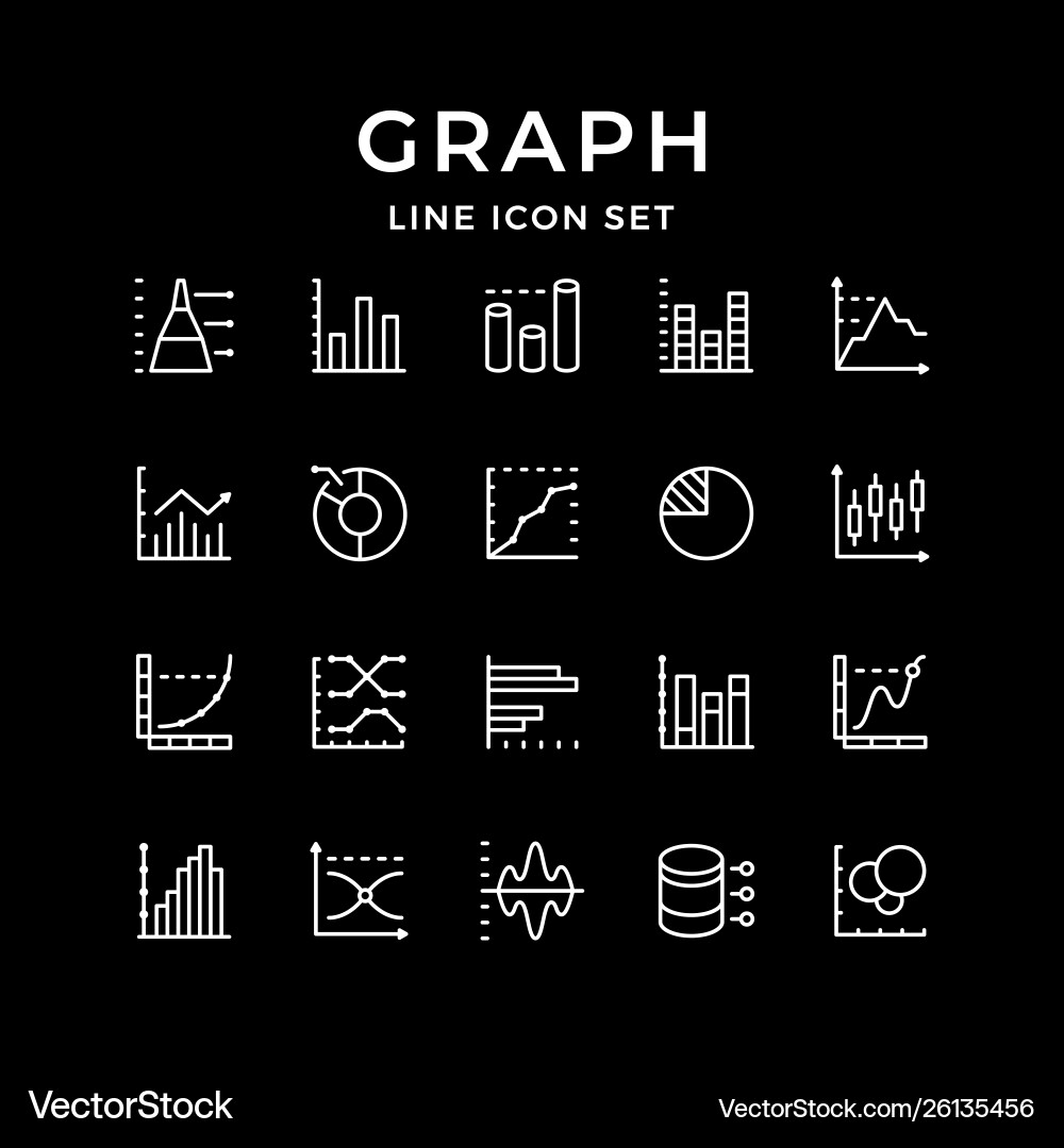 Set line icons graph and diagram Set line icons graph and diagram vector image