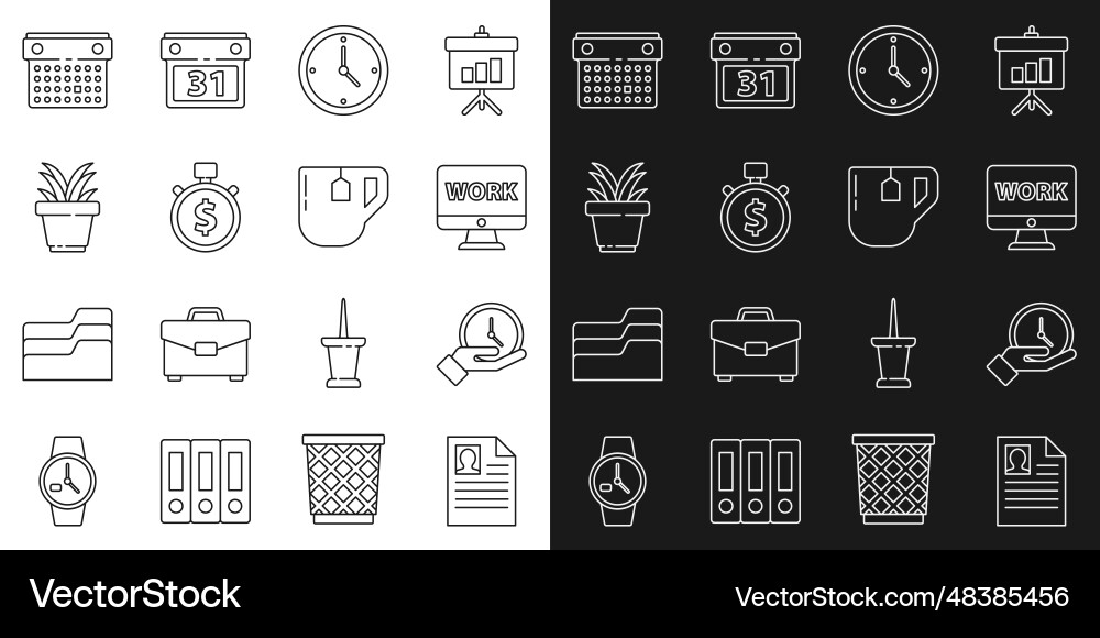 Set line resume clock monitor with text work time Vector Image
