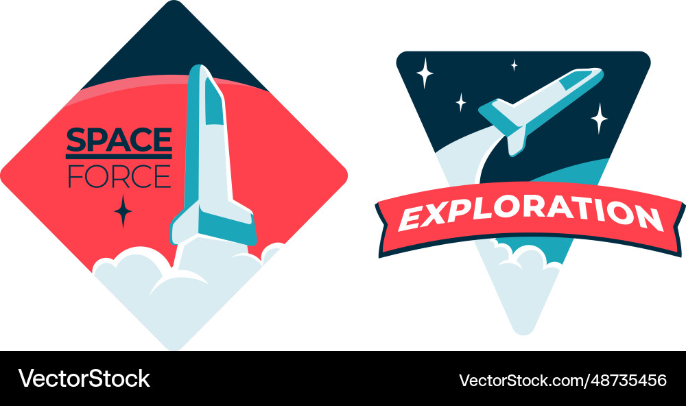 Space force and exploration cosmos discovery Space force and exploration cosmos discovery vector image
