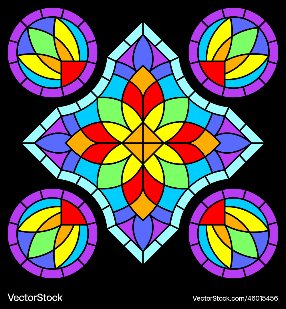 Stained-glass window in gothic style medieval Vector Image