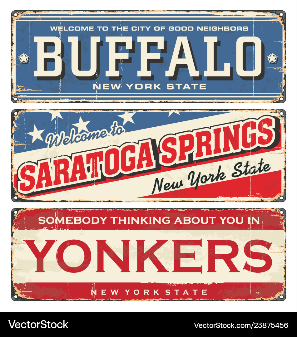 Vintage City Label Tin Sign - Saratoga Springs vector image