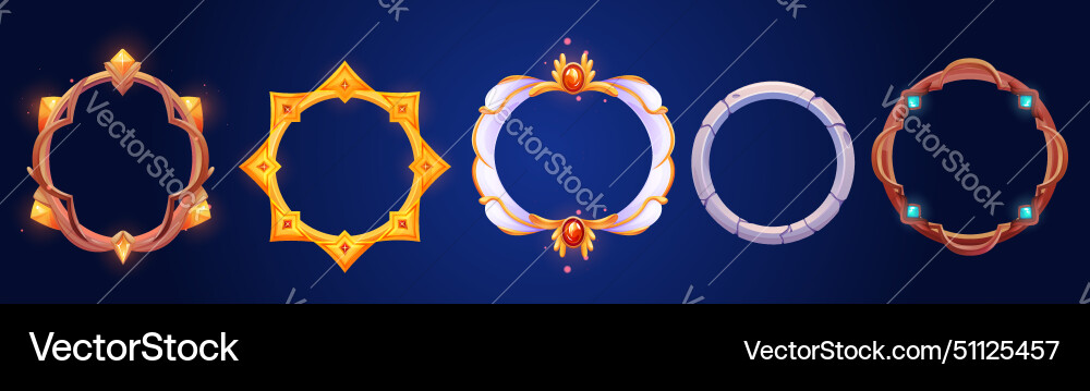 Avatar circle decorative frames for game ui design vector image