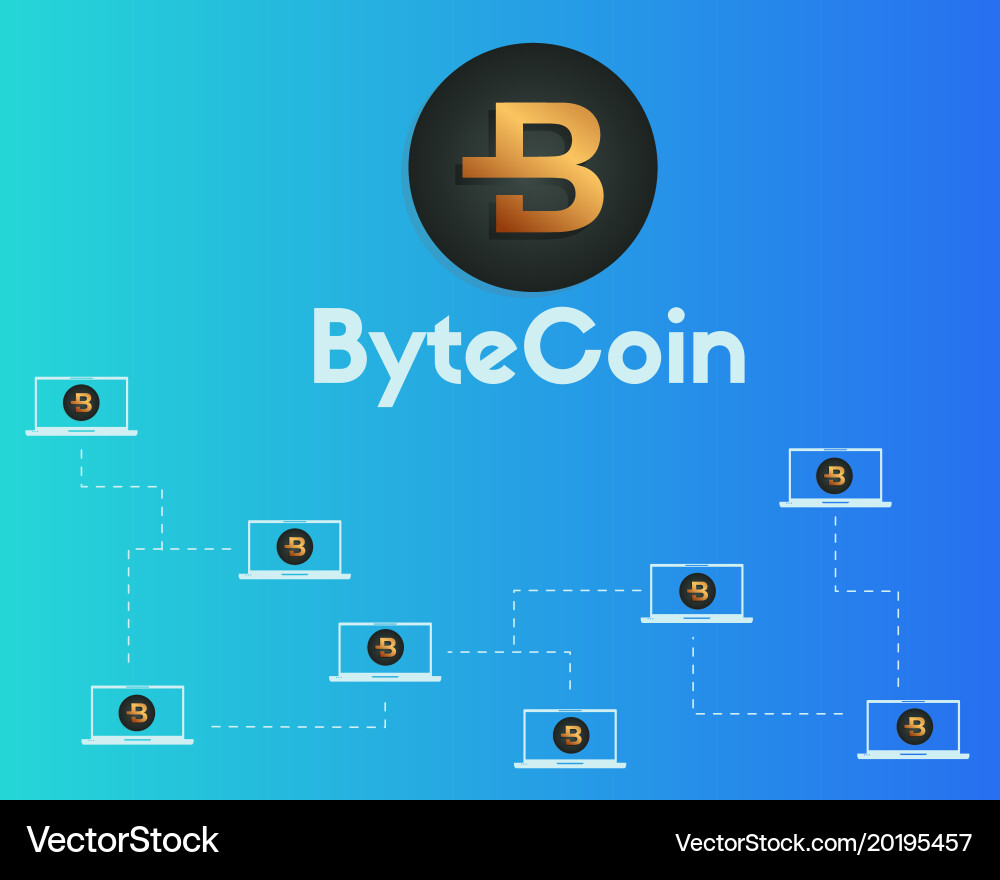 Bytecoin cryptocurrency blockchain word background Vector Image