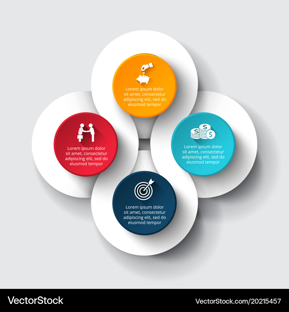 Circular Data Visualization with Four Parts vector image