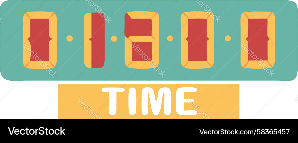 Digital Clock Display - 01:00 Vector Image