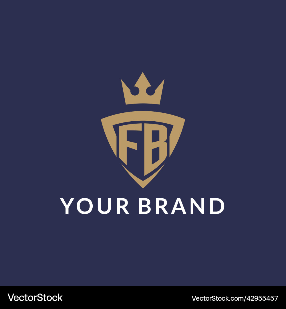 Fb logo with shield and crown monogram initial Vector Image