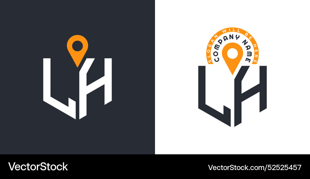Lh location logo bundle letter dual icons Vector Image