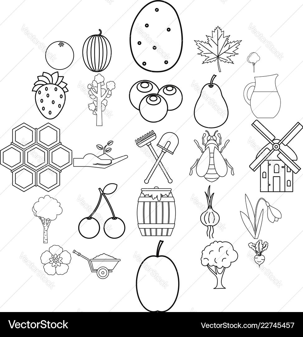 Plot icons set outline style Plot icons set outline style vector image
