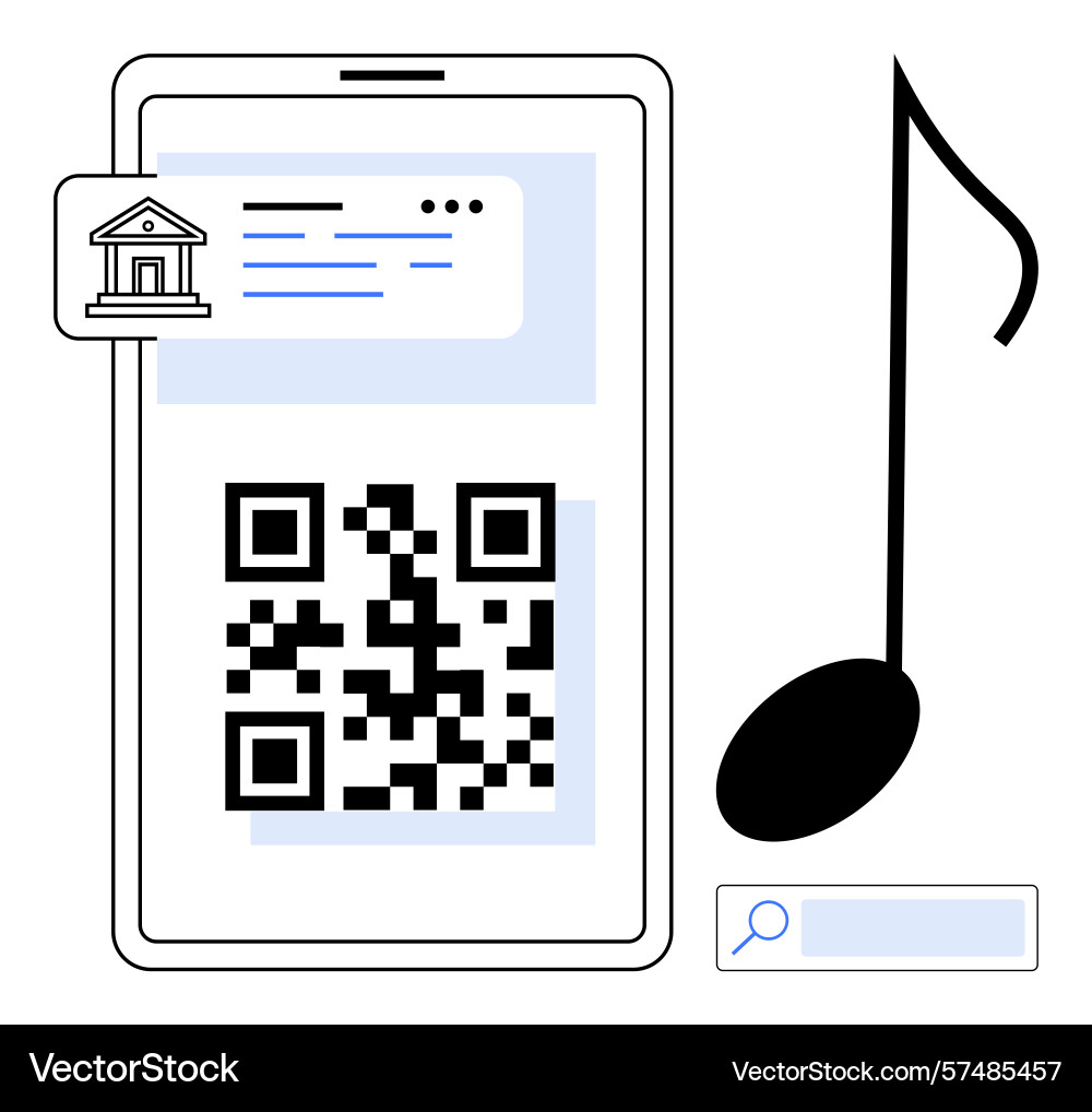 Qr code on smartphone with bank app interface Qr code on smartphone with bank app interface vector image