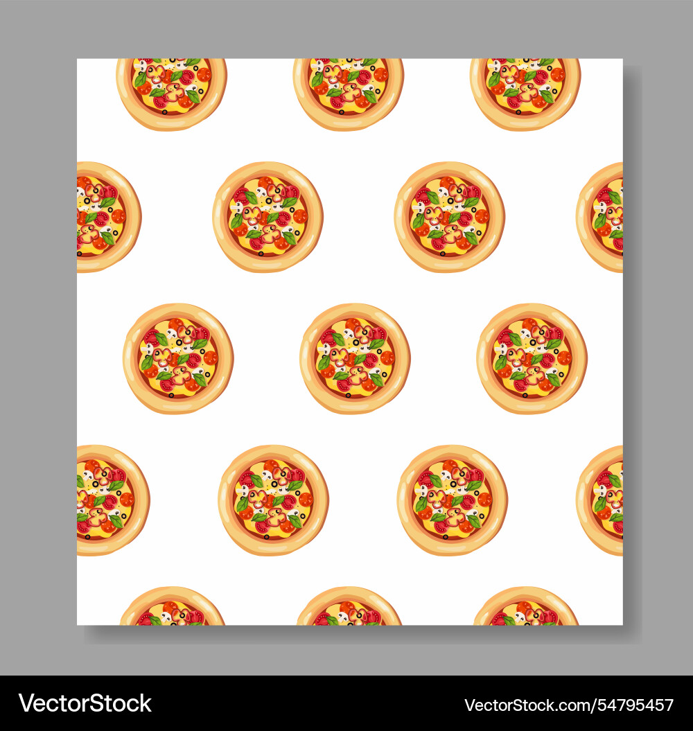 Seamless pattern with pizza repeating design vector image