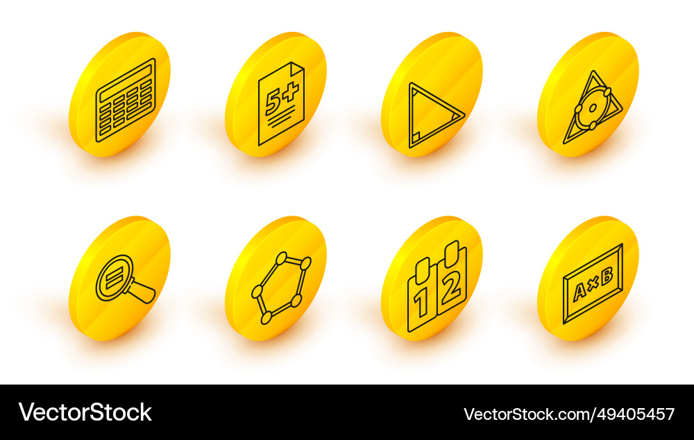 Set line calculation mathematics function cosine Vector Image