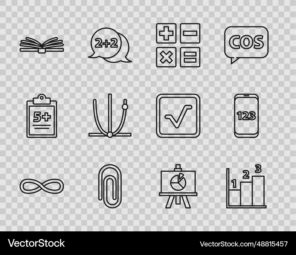 Set line function mathematical symbol schedule Vector Image