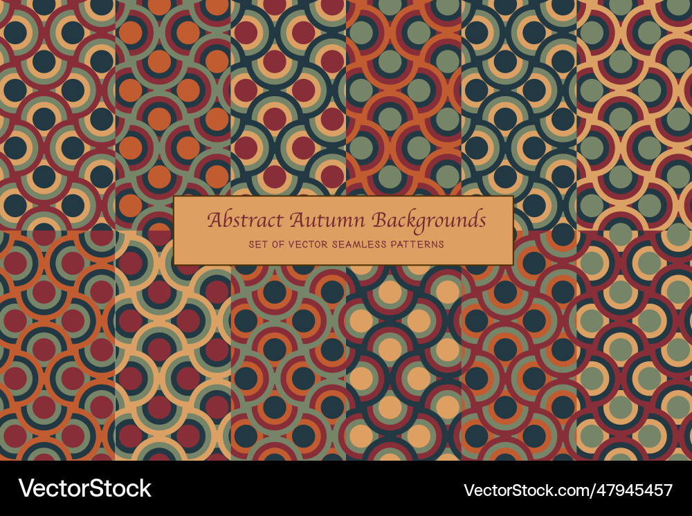 Set of autumn seamless pattern abstract circle Set of autumn seamless pattern abstract circle vector image