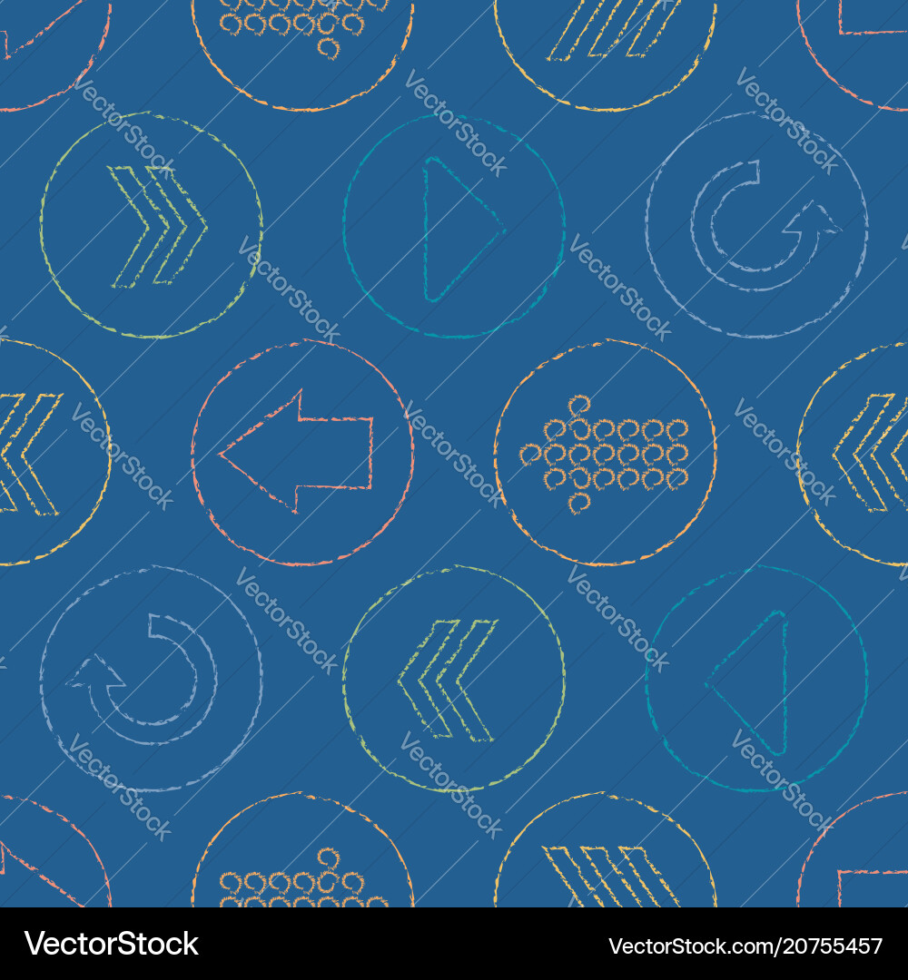 Sketchy arrow circles seamless pattern vector image