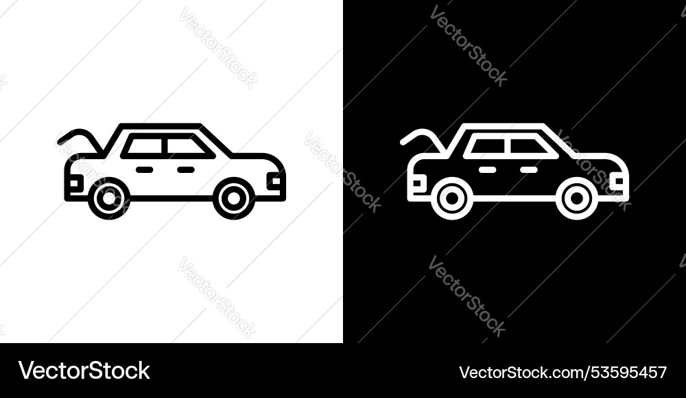 Trunk open thin line icon set Trunk open thin line icon set vector image