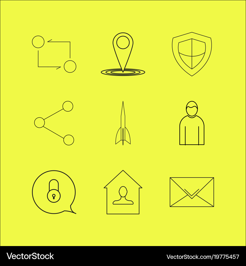Web linear icon set simple outline icons Vector Image