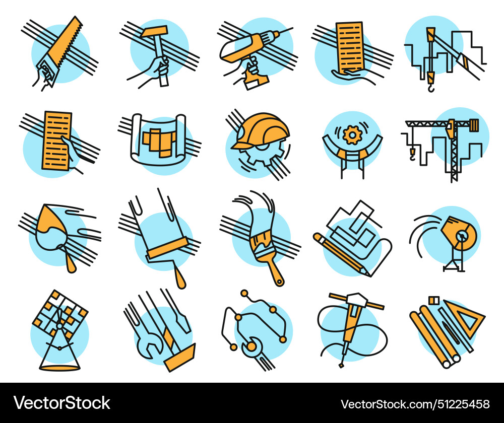 Building line icons set color symbols in simple Building line icons set color symbols in simple vector image