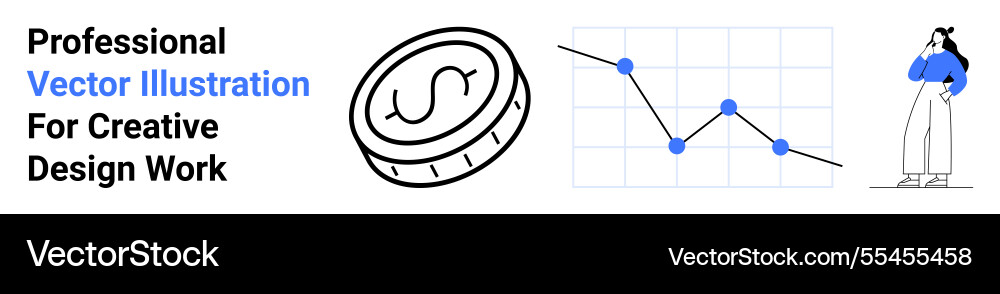 Business analysis with coin line graph Vector Image