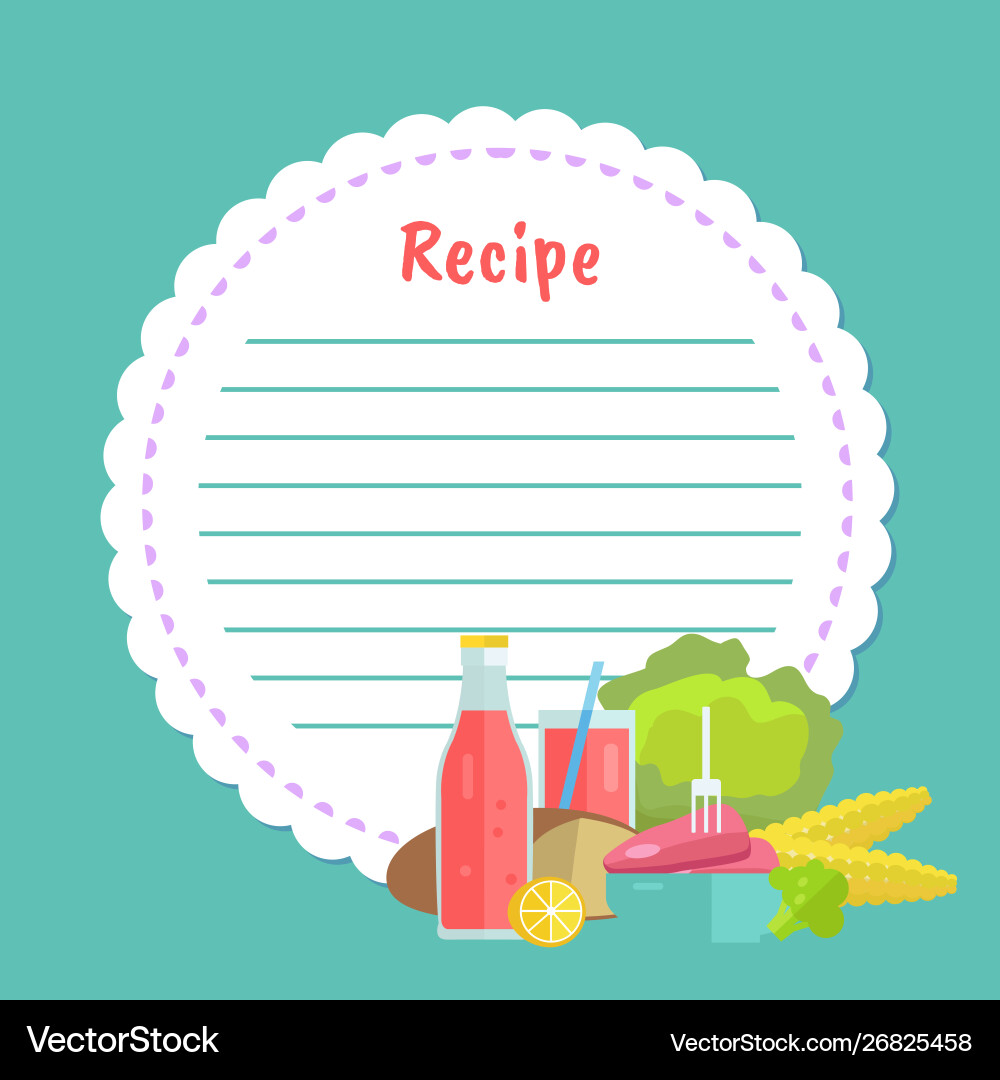 Clean note page empty cookbook with food Vector Image