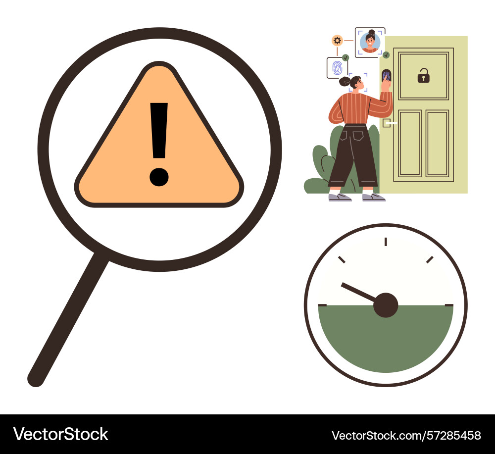Cybersecurity and access control with alert user Cybersecurity and access control with alert user vector image