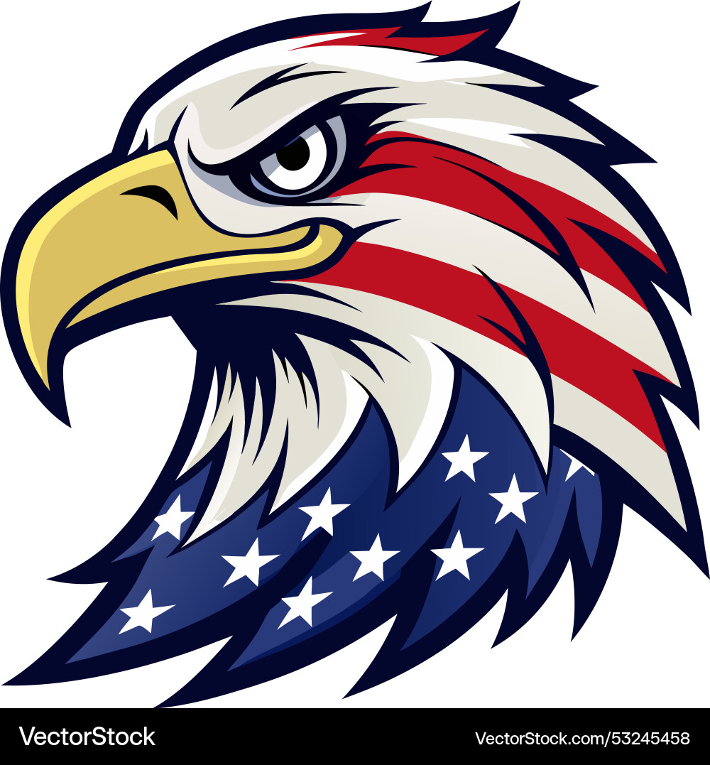 Eagle head with american flag pattern Royalty Free Vector