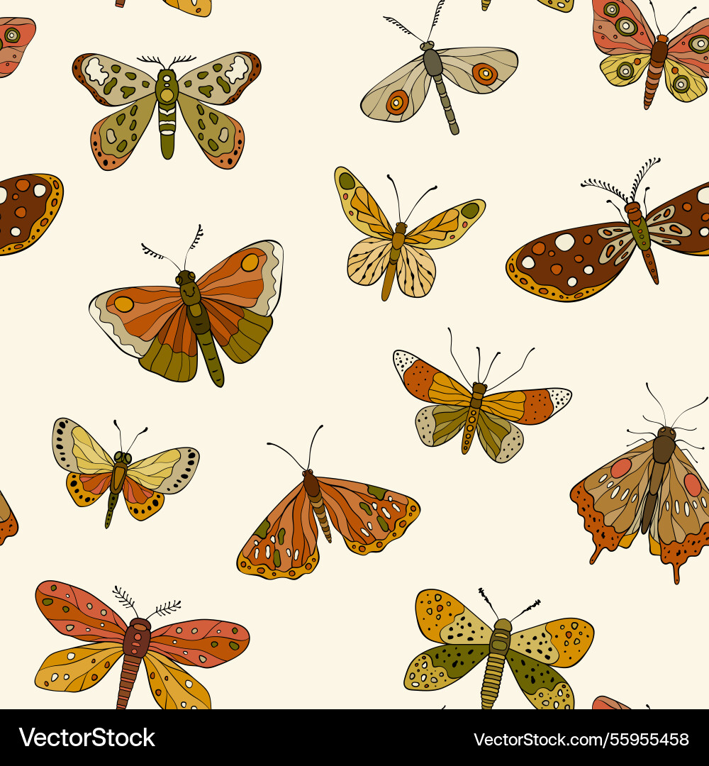 Intricate Butterfly & Moth Pattern Vector Image