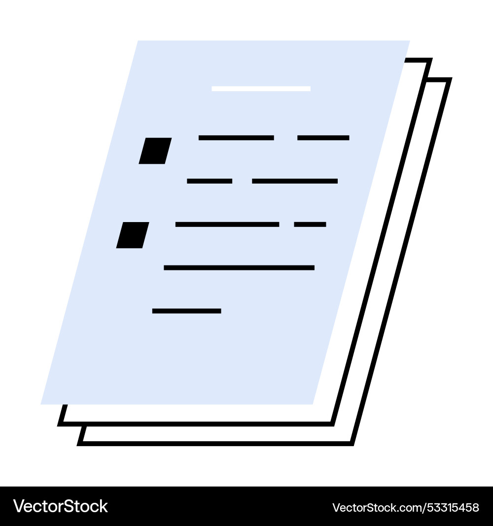 Minimalist stack of papers with bullet points Minimalist stack of papers with bullet points vector image