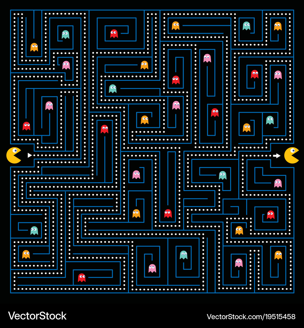 Pacman Maze Game - Find the Exit Vector Image