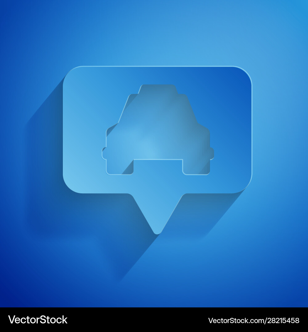 Paper cut map pointer with taxi icon isolated Vector Image