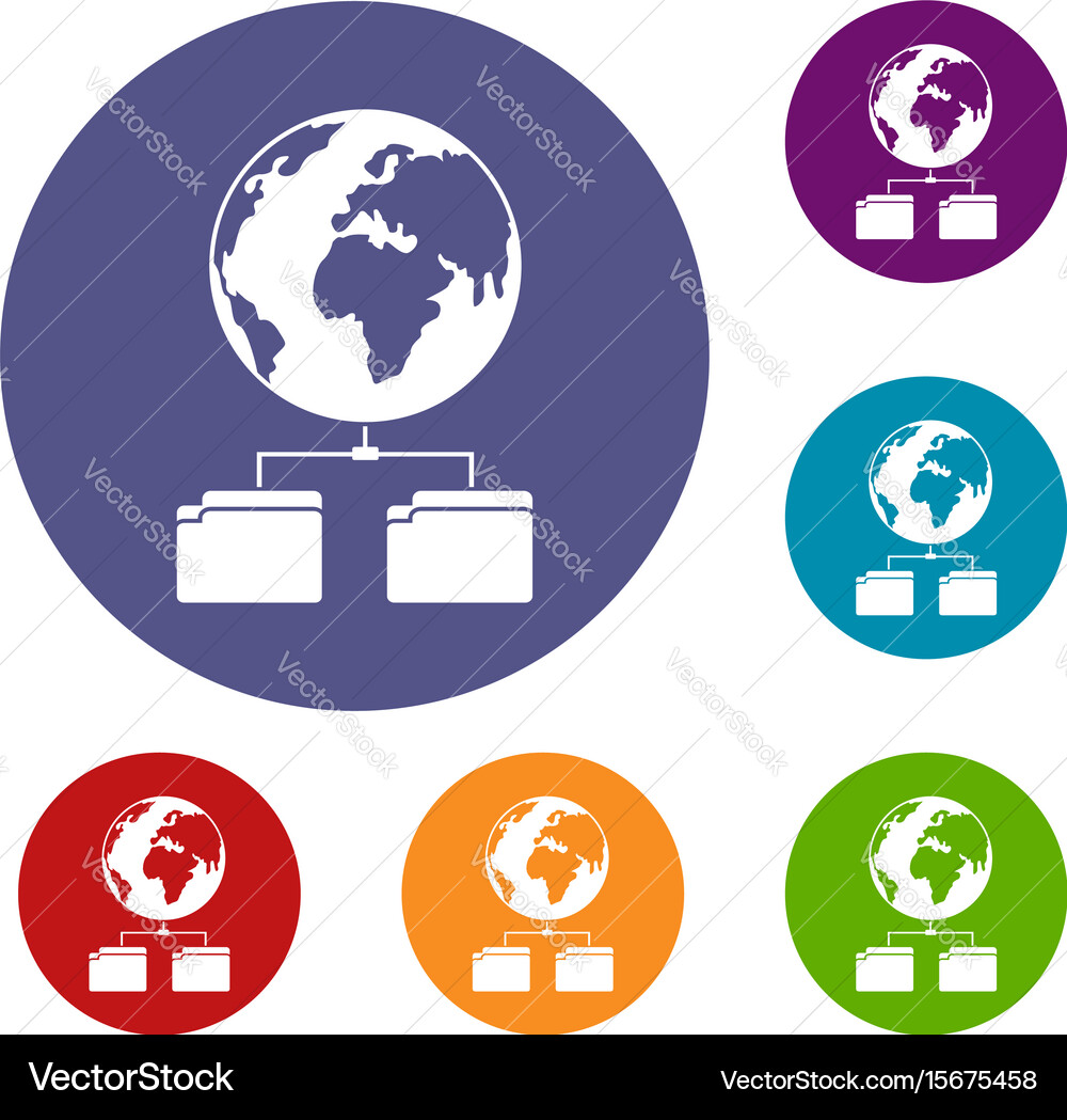 Planet and two folders icons set Vector Image