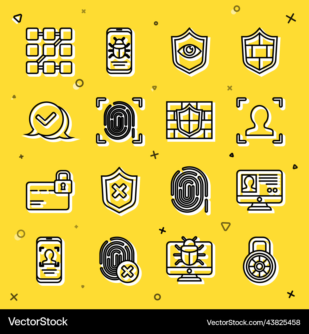 Set line safe combination lock create account Vector Image