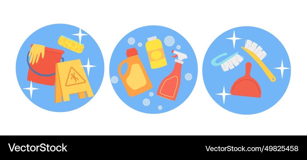 Set of objects for cleaning Set of objects for cleaning Vector Image
